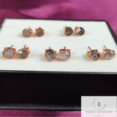 Rough Herkimer Diamond Studs Earrings, Electroplated Stud Earring, Rose Gold Plated Earrings, Dainty Jewelry, Boho Jewelry, Gift For Her